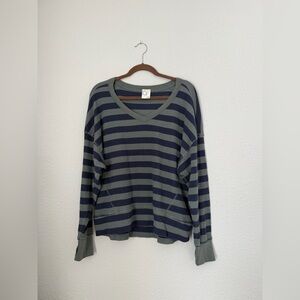 Aerie Offline Oversized Waffle Knot Striped Long Sleeve